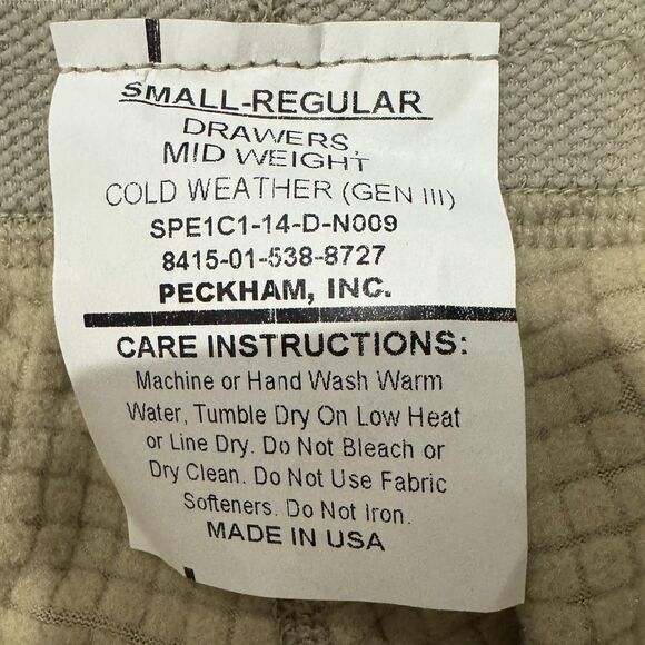 Polartec Gen III Base Layer Pants Mens Small Regular Power Dry Made USA ECWCS - Picture 10 of 10